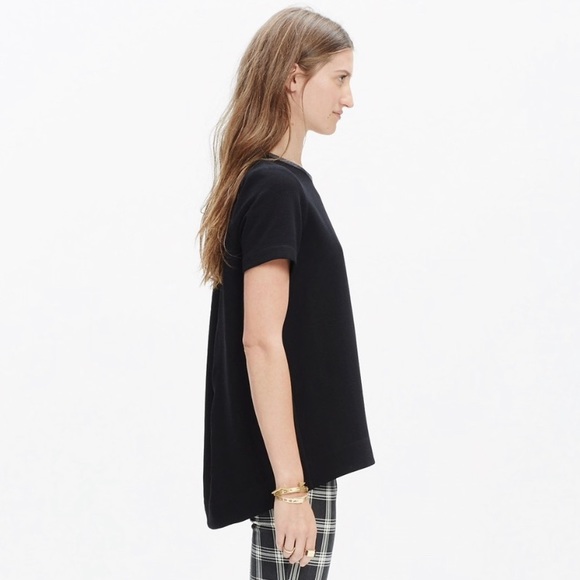 Madewell Leather Trim Tailored Tee - Picture 3 of 6
